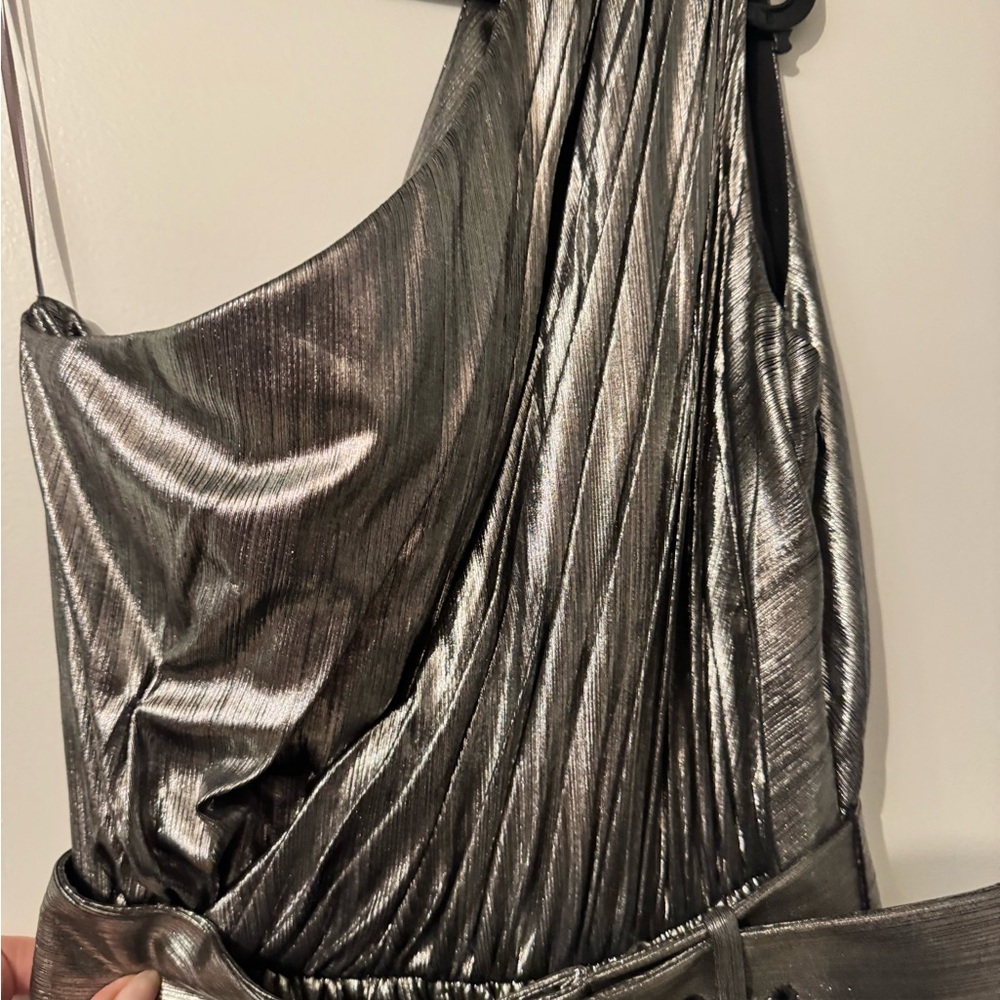 Retrofete Silver One-Shoulder Metallic Maxi Dress - Picture 3 of 5